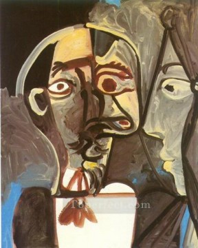 Buste d homme et visage de femme de profil 1971 Cubista Pinturas al óleo
